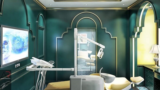 mẫu nội thất phòng khám nha khoa phong cách tân cổ điển luxury
